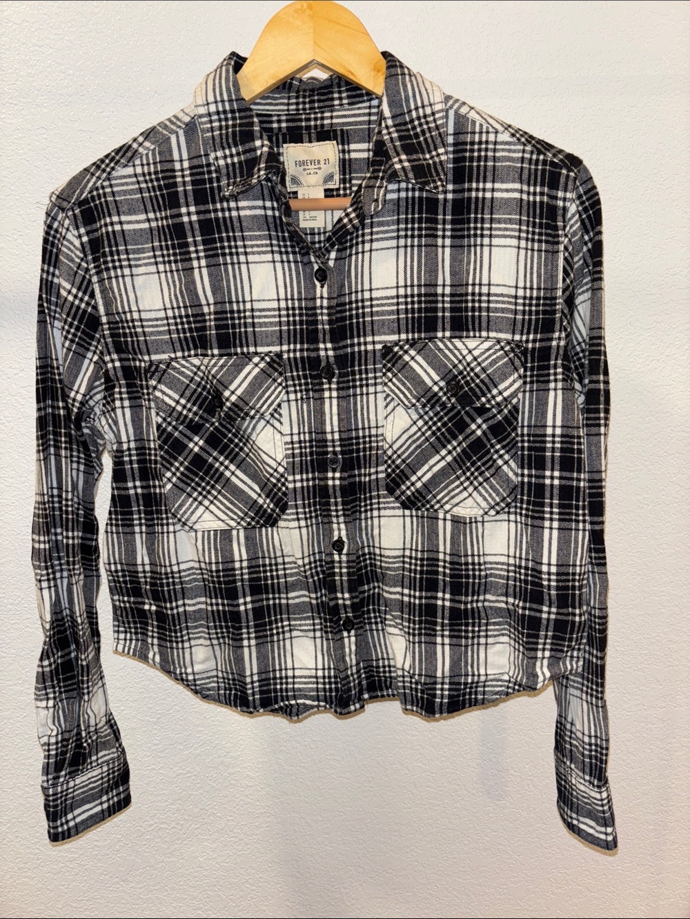 Forever 21 cropped Plaid Flannel Shirt
